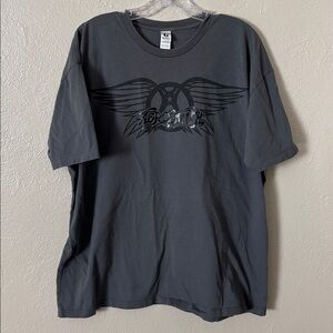 Aerosmith Rock Band Music Men’s Tshirt, 2XL Gray Black